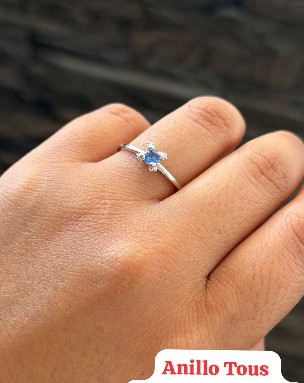 Anillo plata con piedra azul TOUS