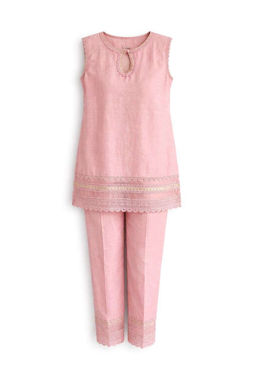 Pink 2 and 3 Piece Embroidered Suit