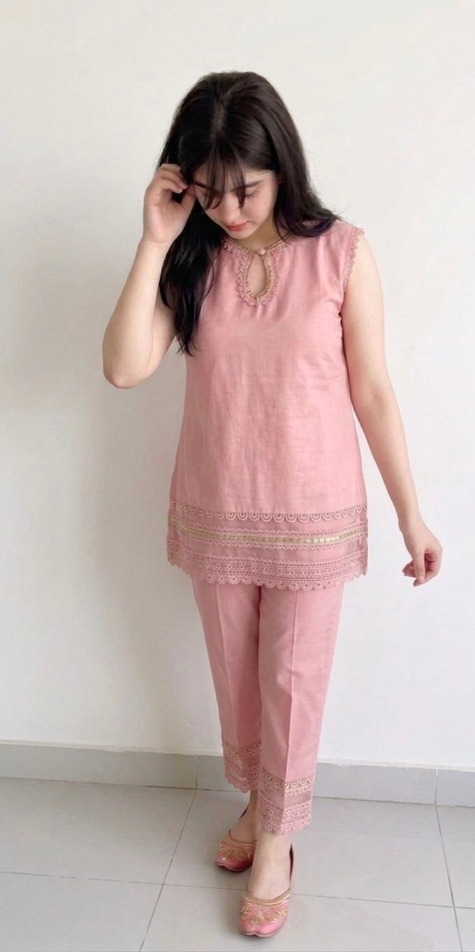 Pink 2 and 3 Piece Embroidered Suit