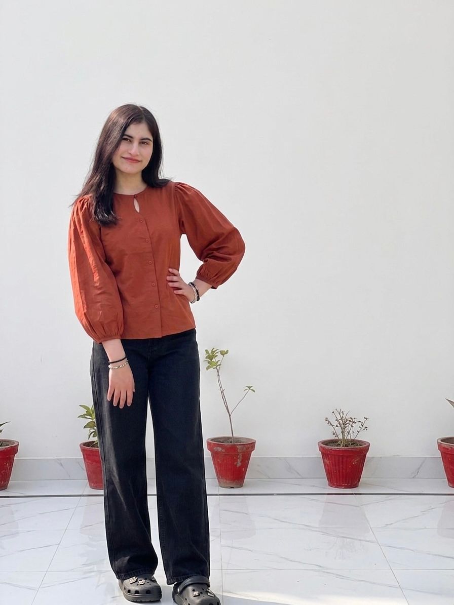 Rust Linen Button-Down 