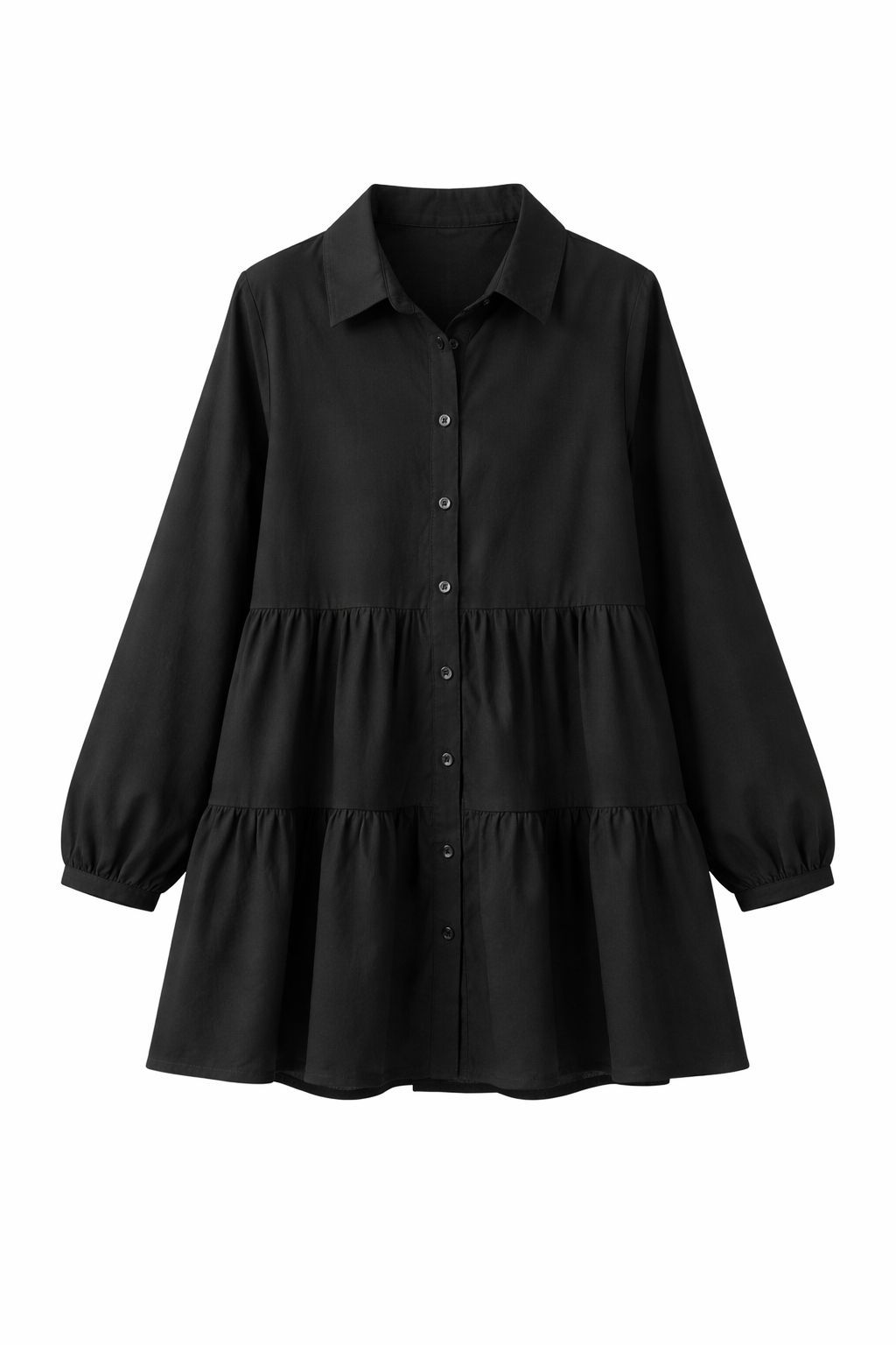 Black Tiered Shirt Dress