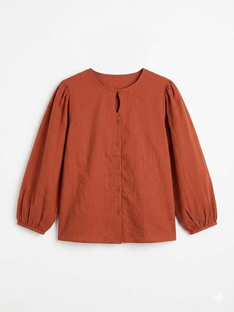 Rust Linen Button-Down 