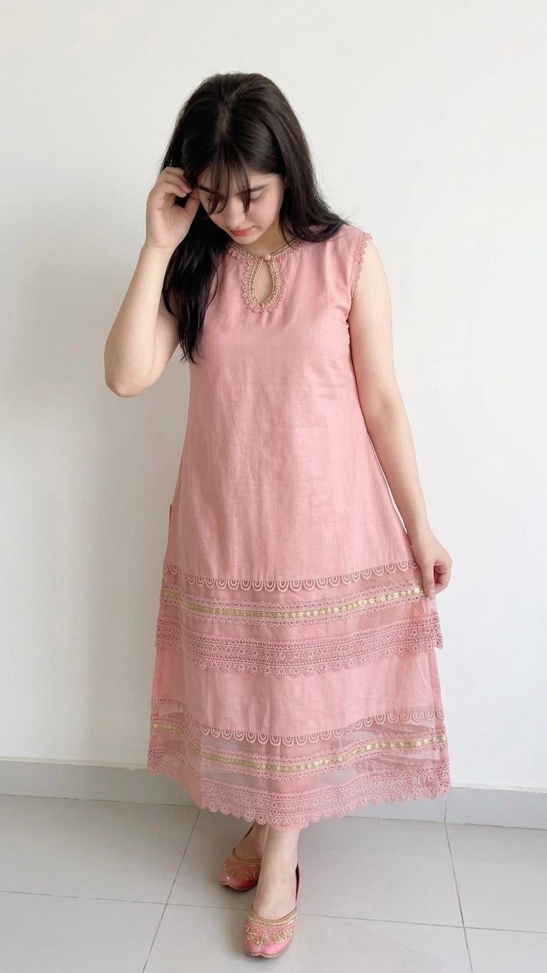 Pink 2 and 3 Piece Embroidered Suit