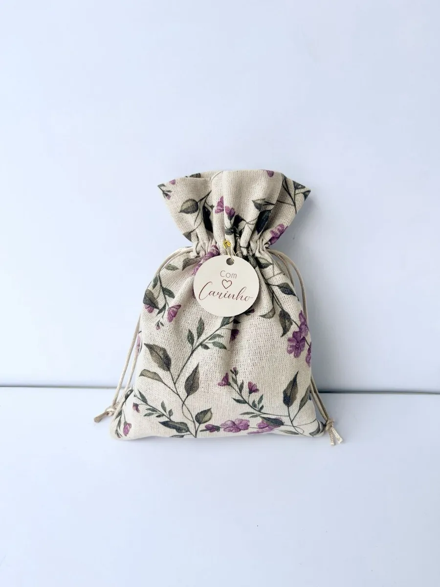 Saquinho de Tecido Floral  15x14cm