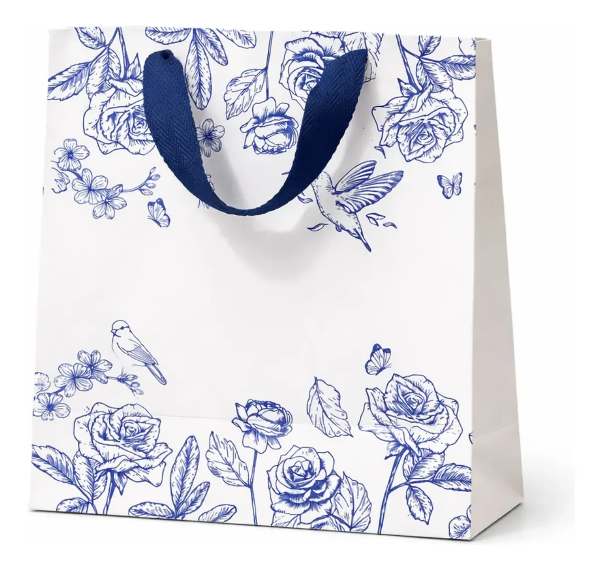 Sacola de Presente Floral Azul - 23x23