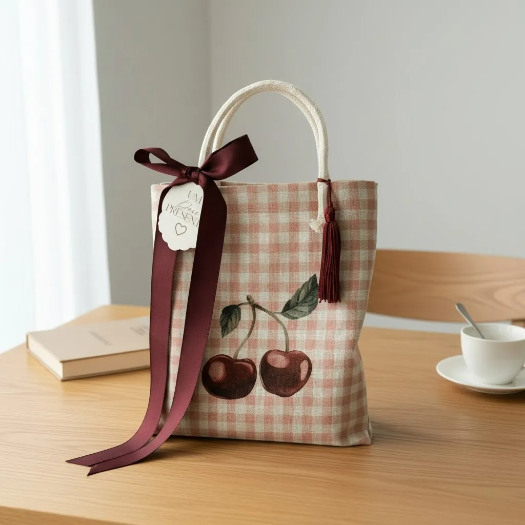 Sacola Linho Cereja 25x30 cm