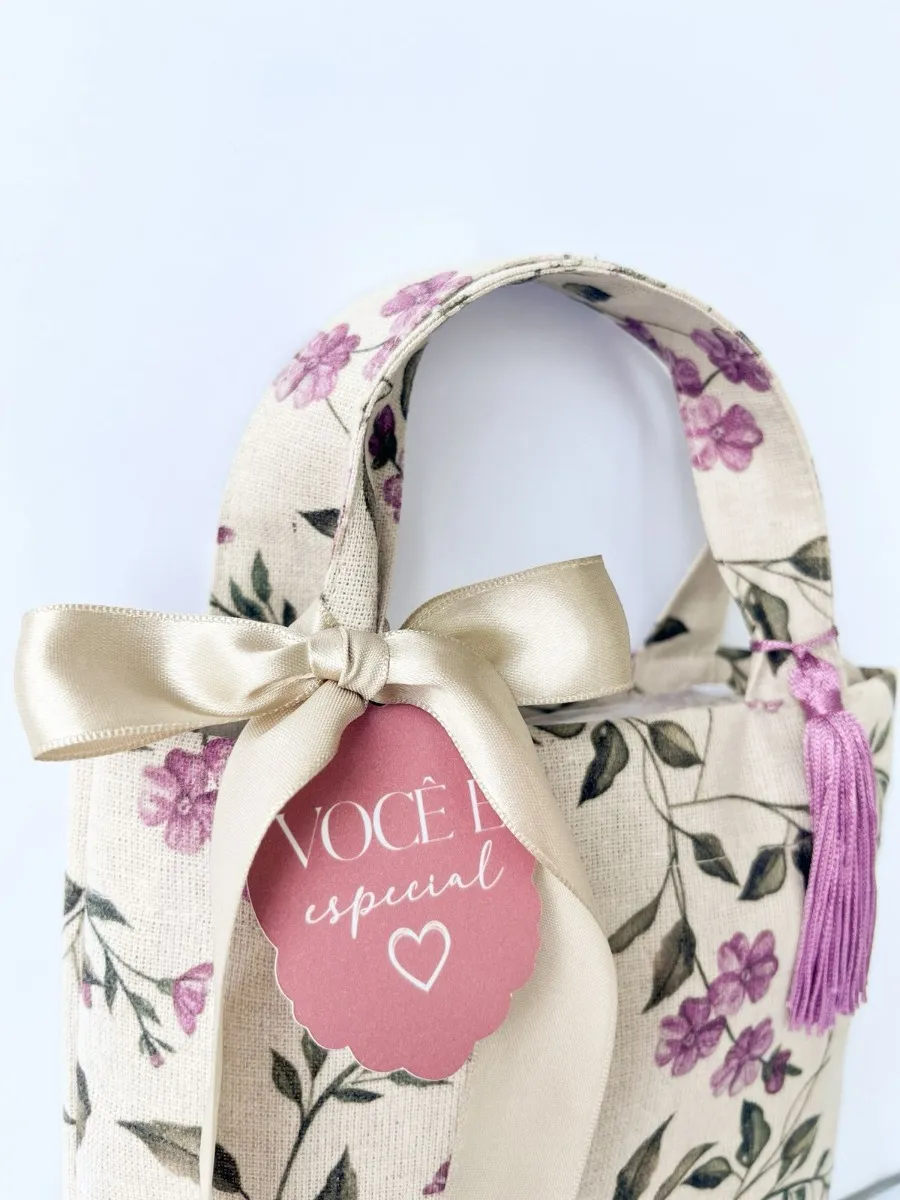 Sacola Floral de Tecido 25x25