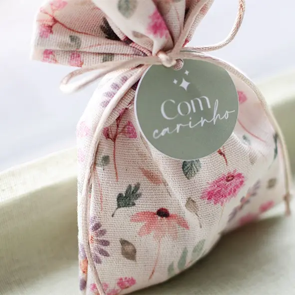Saquinho Linho Floral 10x12cm