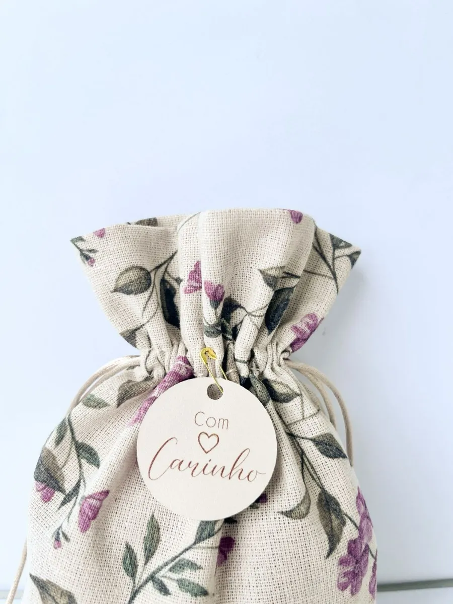 Saquinho de Tecido Floral  15x14cm