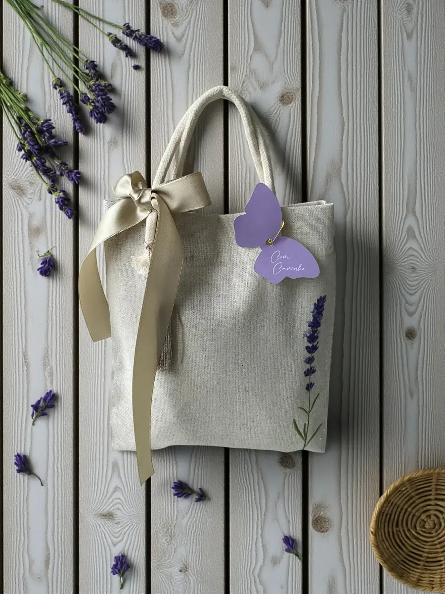 Sacola de Linho Llavanda 25 x30 cm