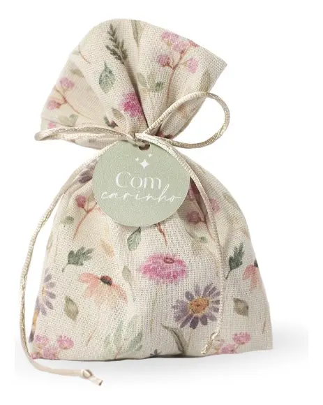 Saquinho Linho Floral 10x12cm