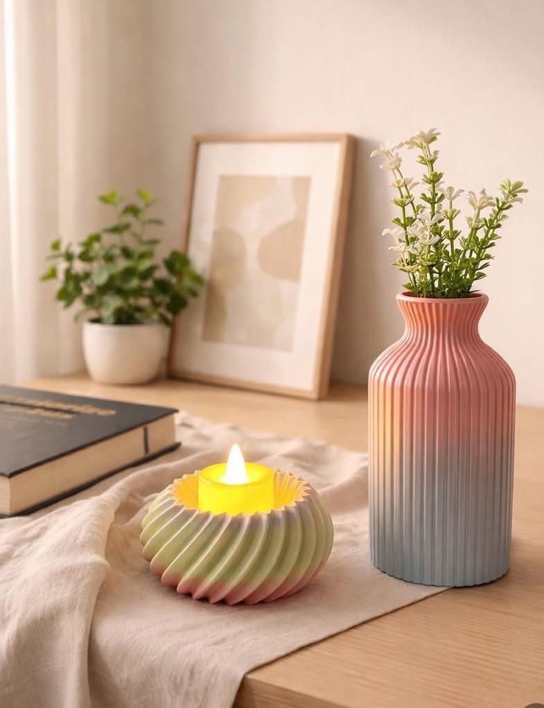 Conjunto Decorativo Vaso e Vela