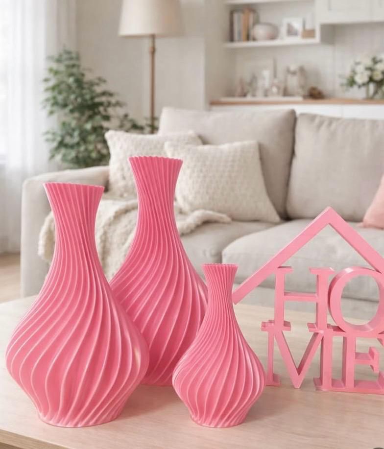Conjunto de Vasos Decorativos Rosa