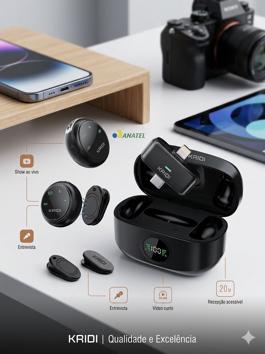 Microfone Lapela Duplo Kaidi