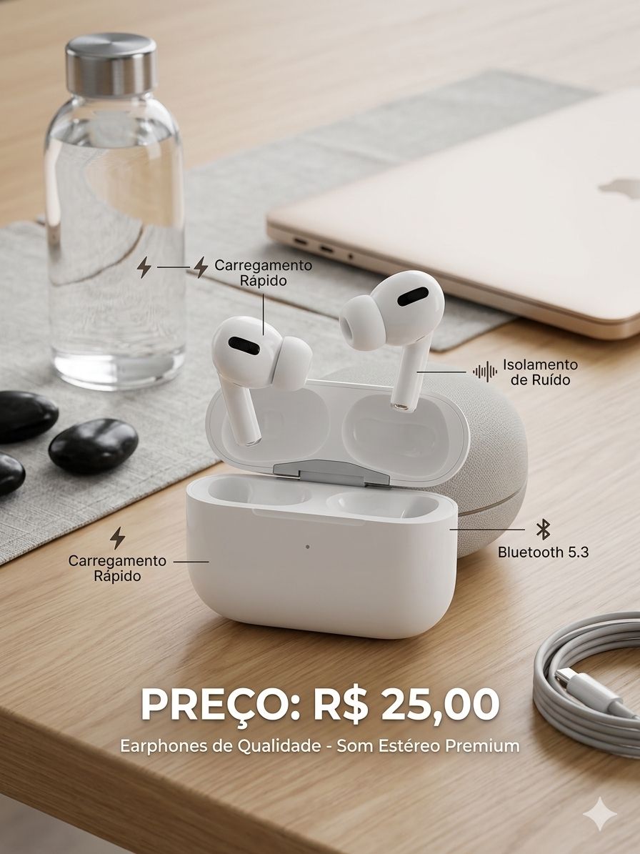 Fones de Ouvido Sem Fio Bluetooth 5.3