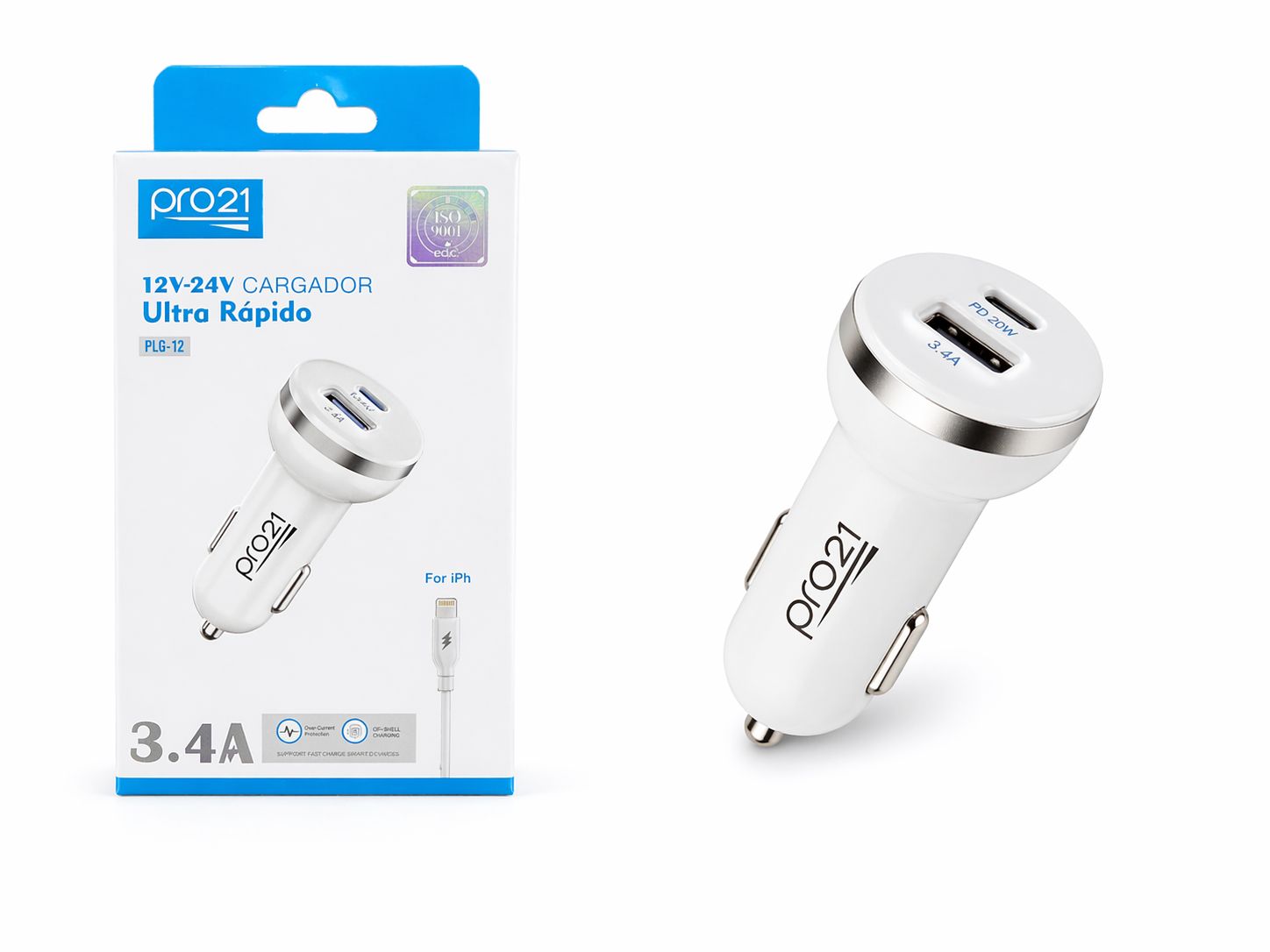 Cargador de auto Pro21 IPHONE 3.4A