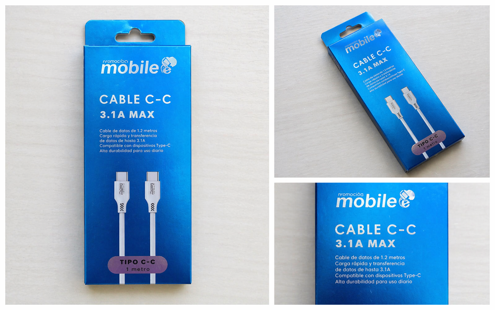 Cable mobile USB Tipo C-C 3.1A