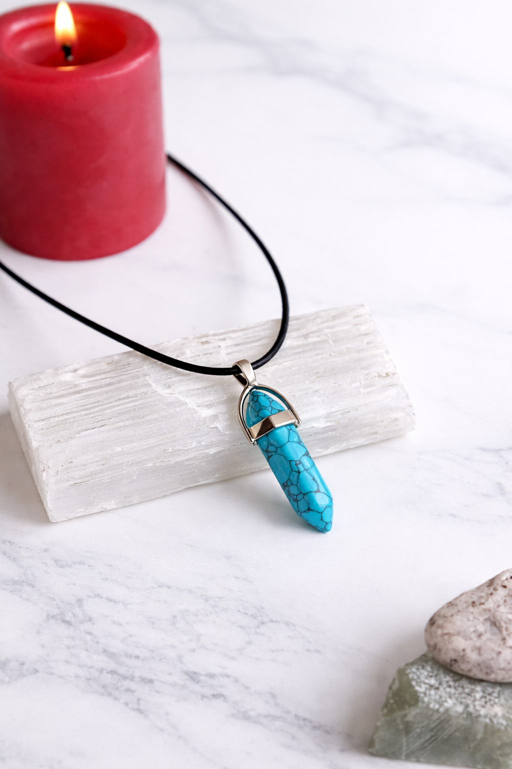 Turquoise Crystal Pendant Necklace