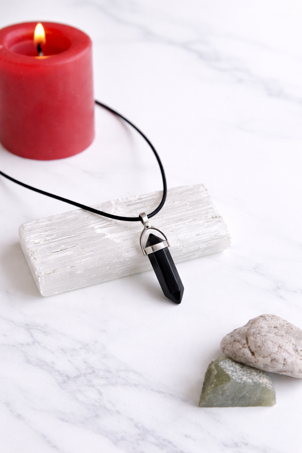 Black Crystal Pendant Necklace