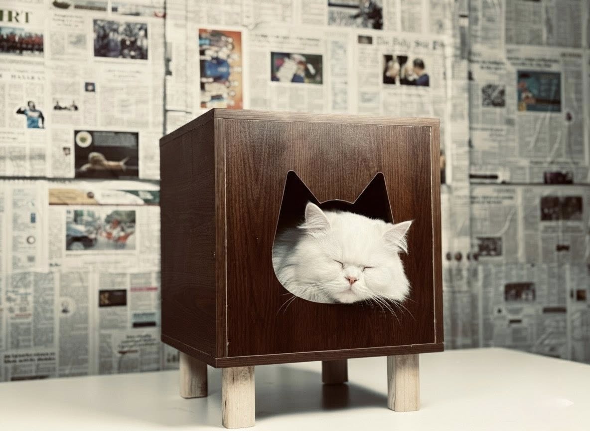 Cat Shaped Wooden Pet House