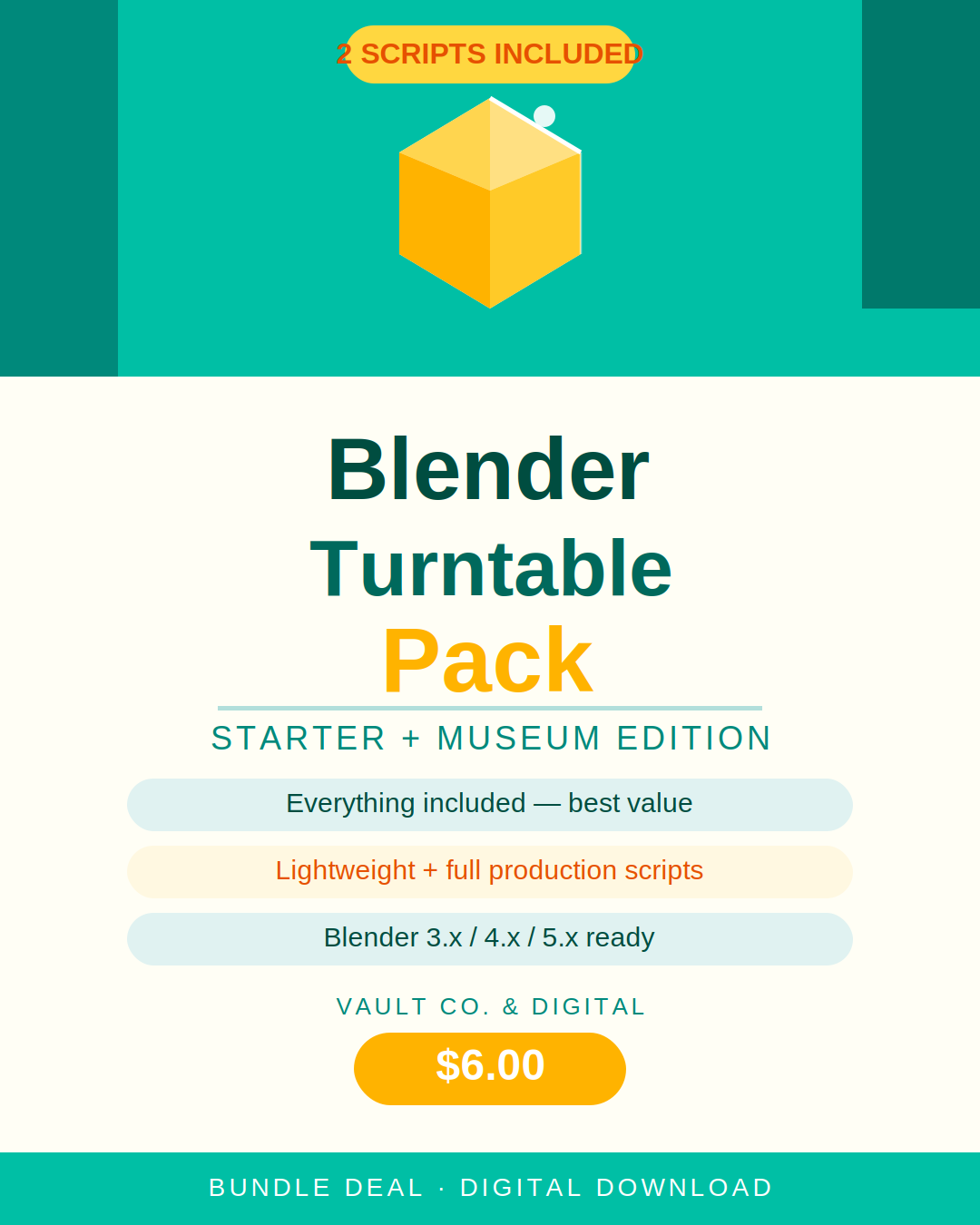 Blender Turntable Pack — Starter + Museum Edition (Blender 5.x Compatible)