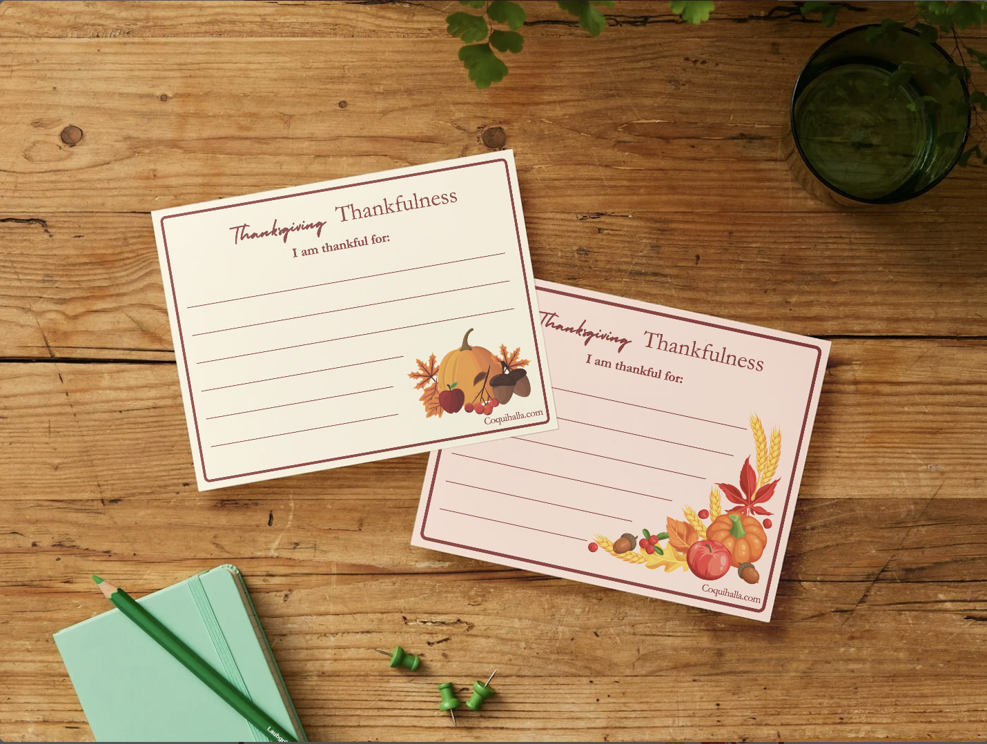 Thanksgiving Thankfulness Cards: Set of 12 (5 x 7)