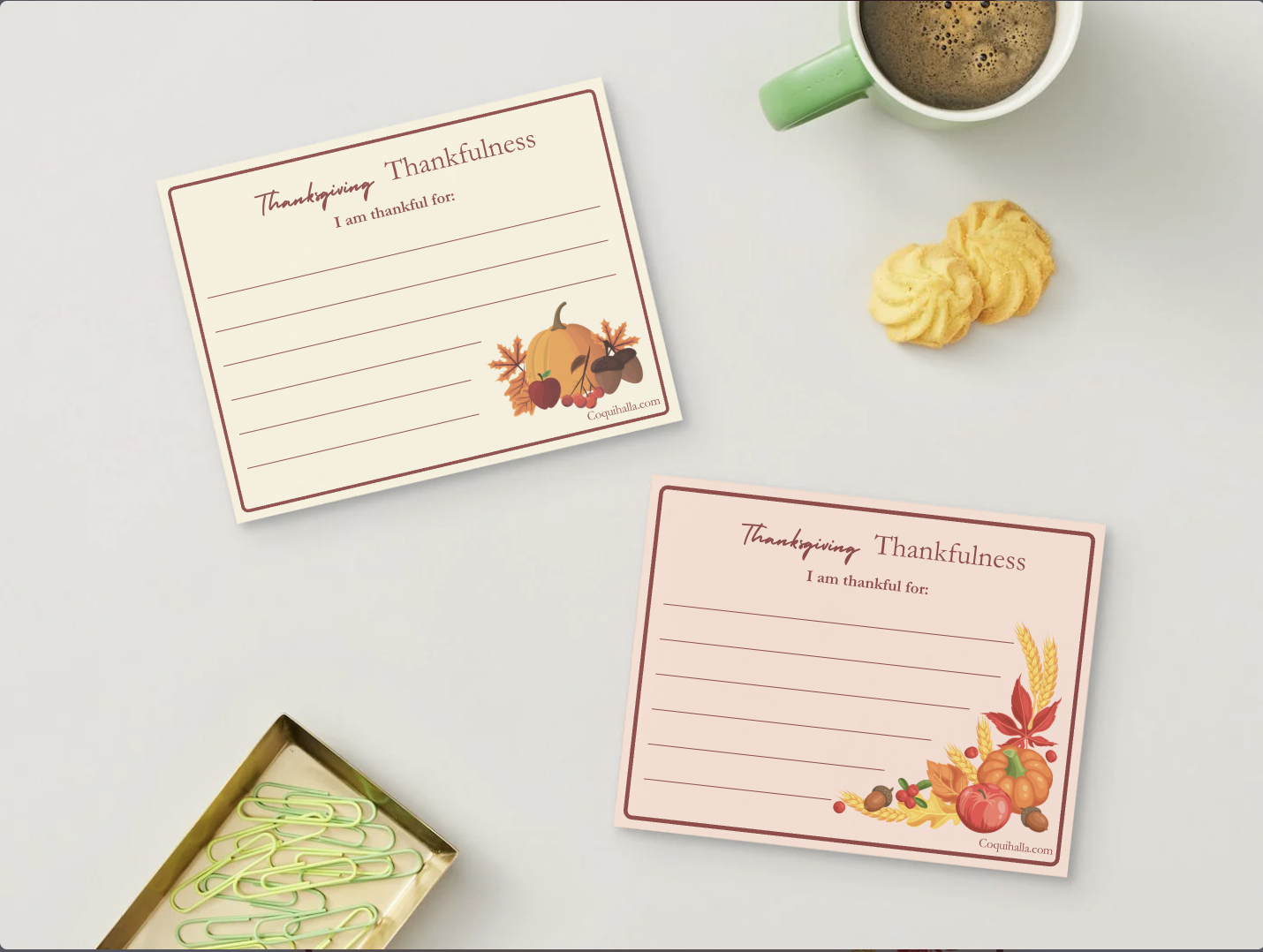 Thanksgiving Thankfulness Cards: Set of 12 (5 x 7)