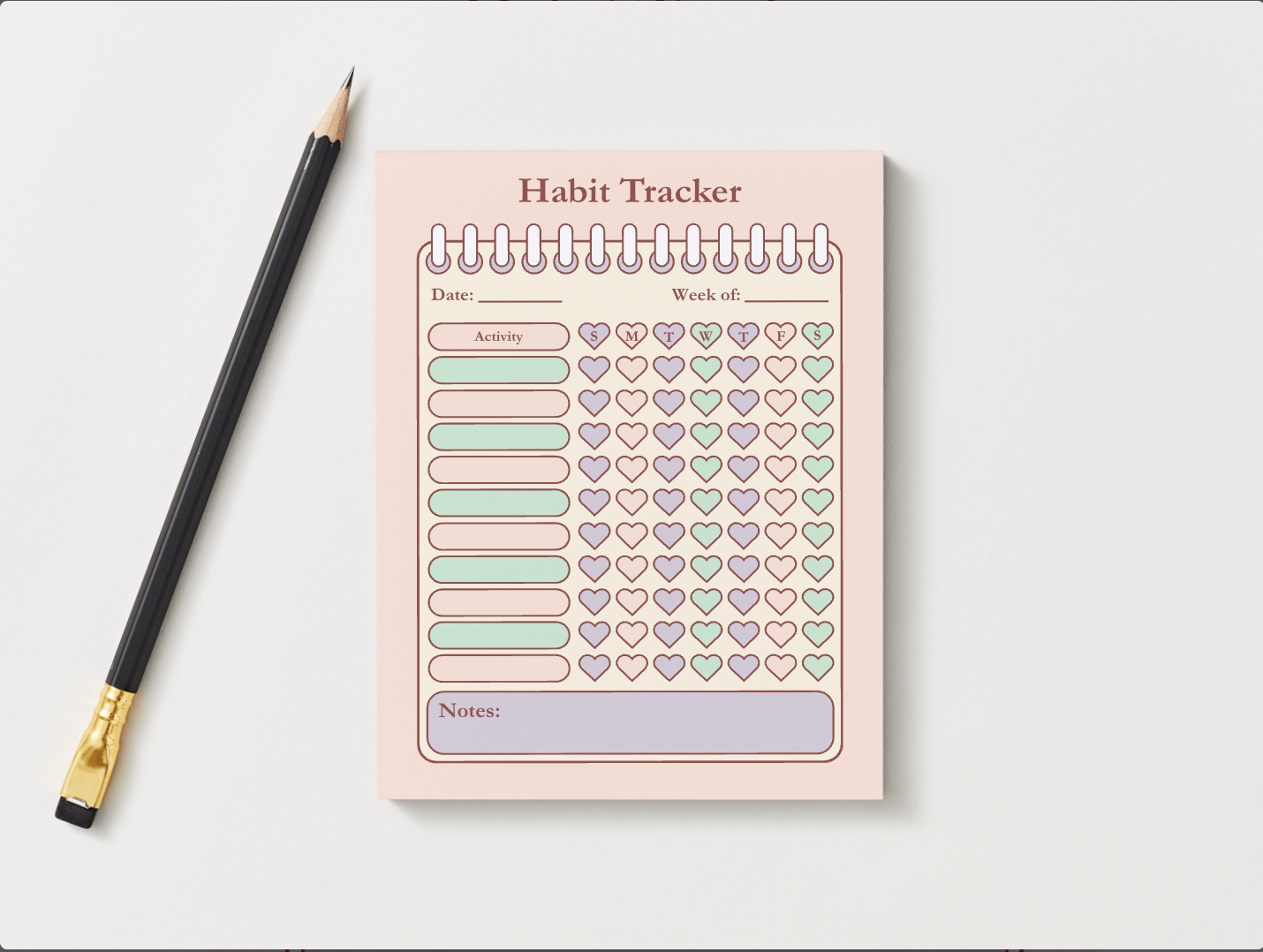 Weekly Habit Tracker Notepad