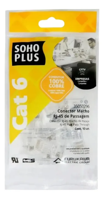 RJ45 CAT6 Vazado Furukawa 10 Unid