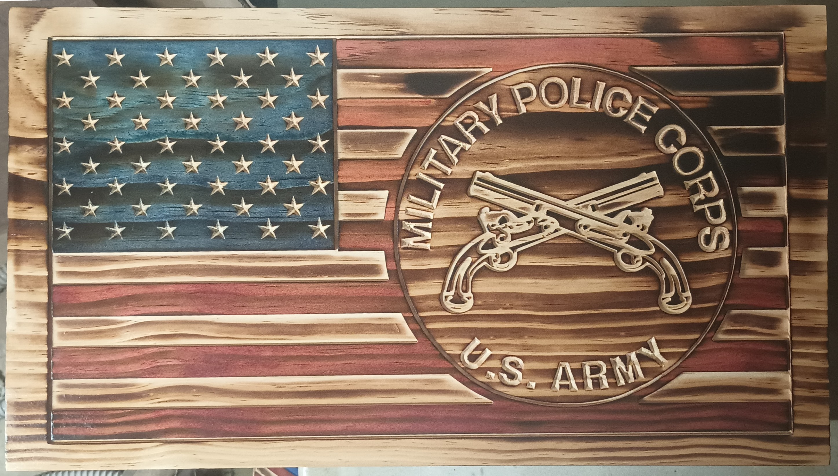 U.S. Army Military Police Corps Wooden Flag Plaque