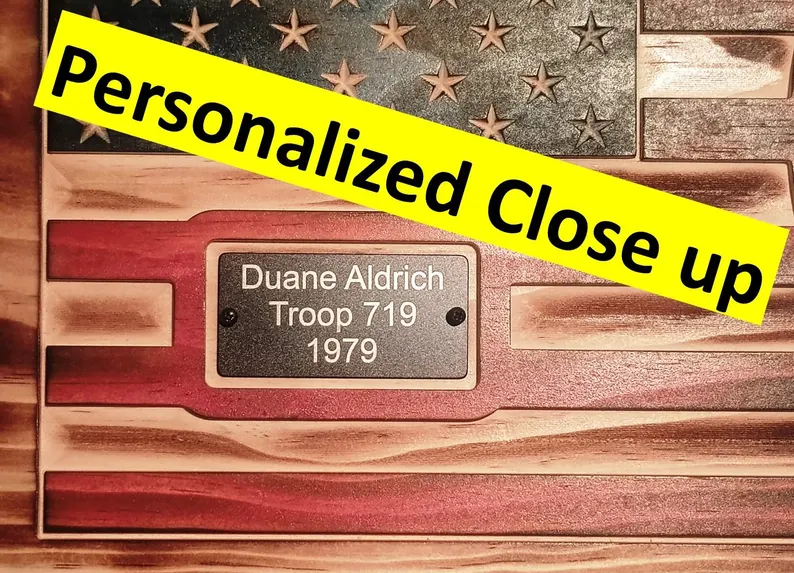 Carved American Flag Airborne Plaque