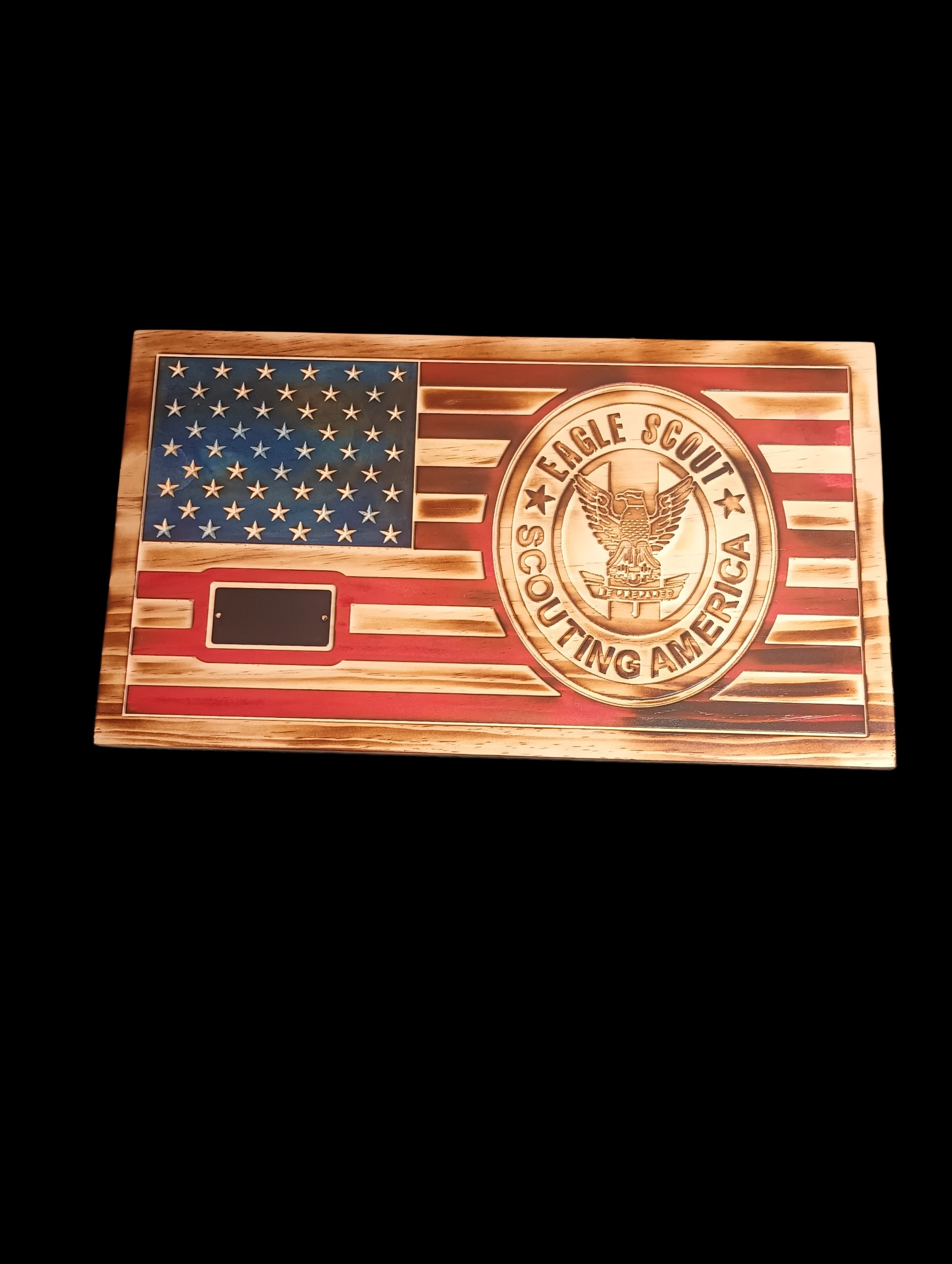Wooden Eagle Scout Flag – Scouting America Award Plaque - Eagle Scout Gift or Eagle Scout Award