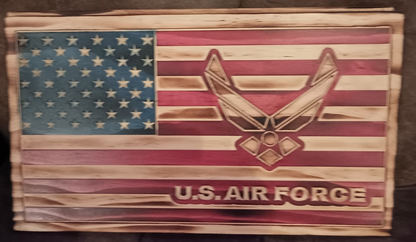 Wooden American Flag Featuring the Air Force