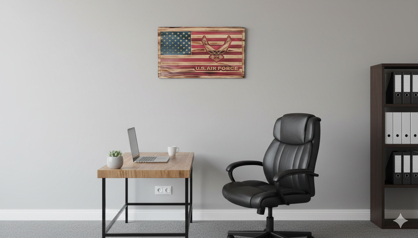 Wooden American Flag Featuring the Air Force