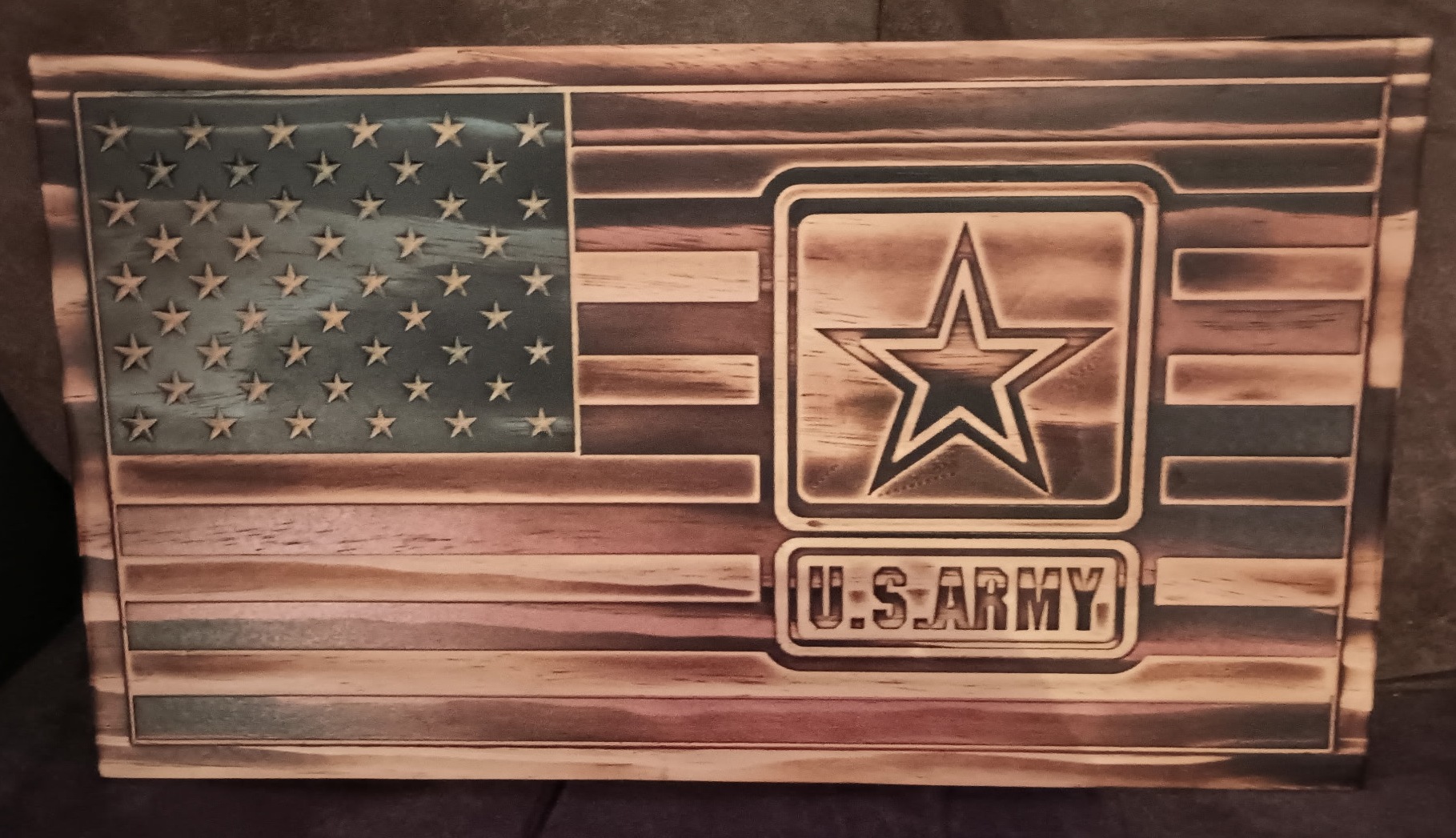 Wooden American Flag Featuring the Army Logo