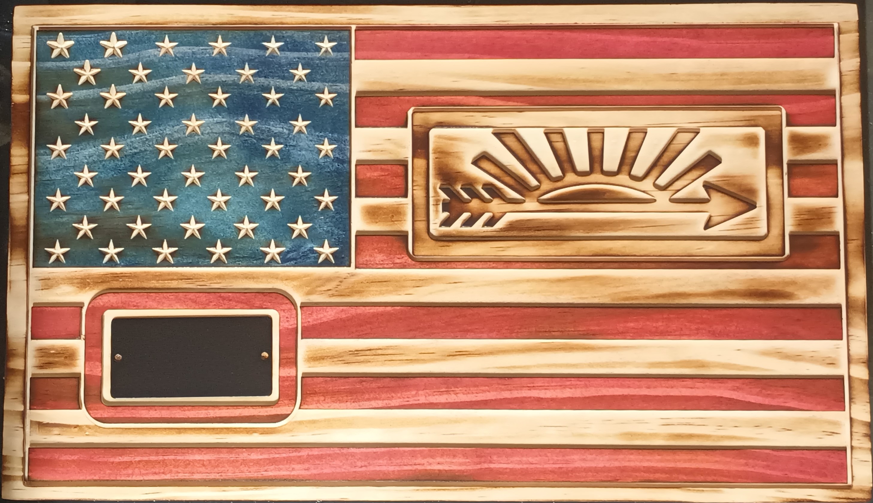 Wooden Arrow of Light Themed American Flag Scout Gift or Scout Award - Scouting America
