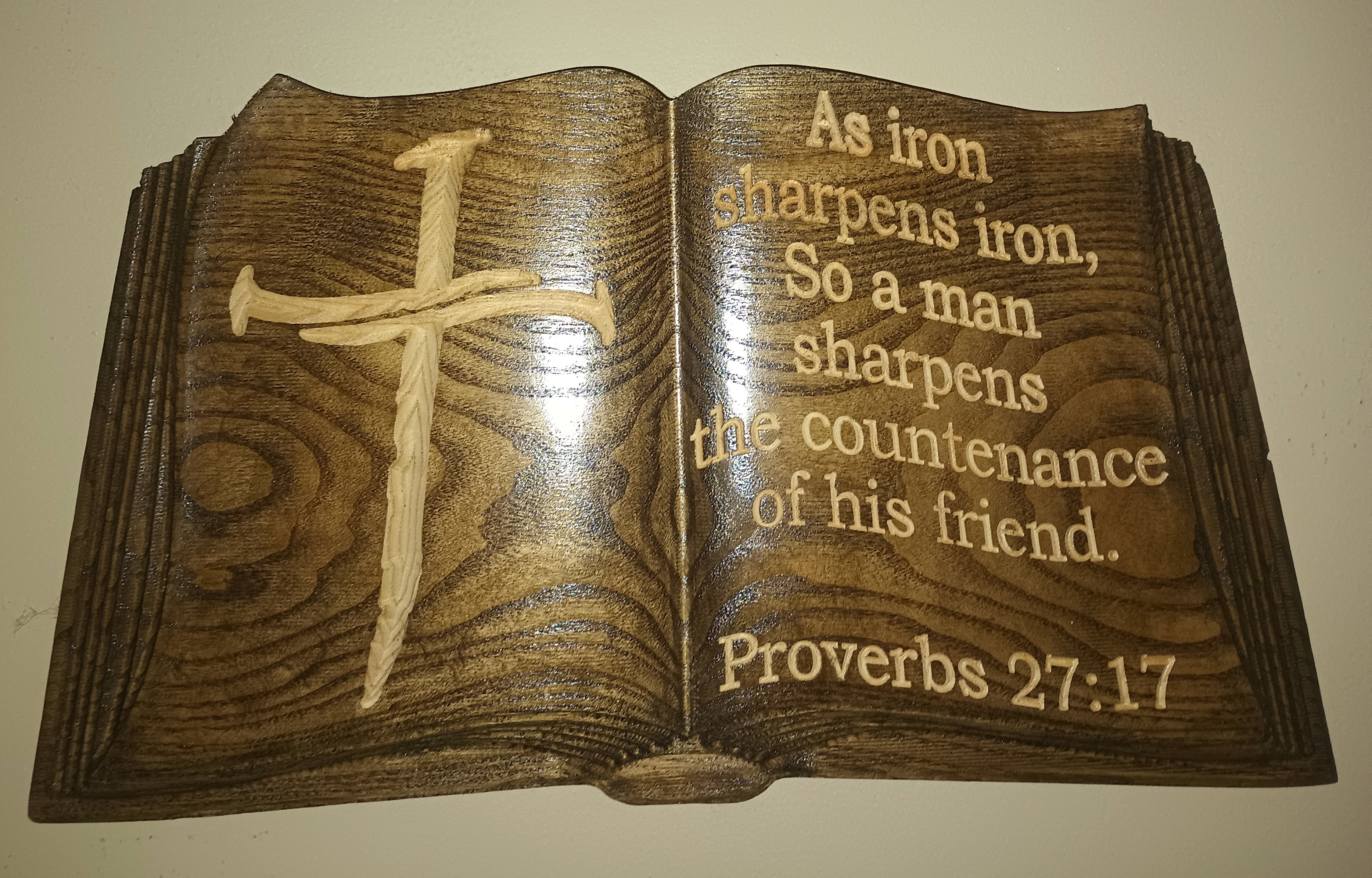Proverbs 27:17 Scripture Wood Art, Christian Wedding Anniversary Gift