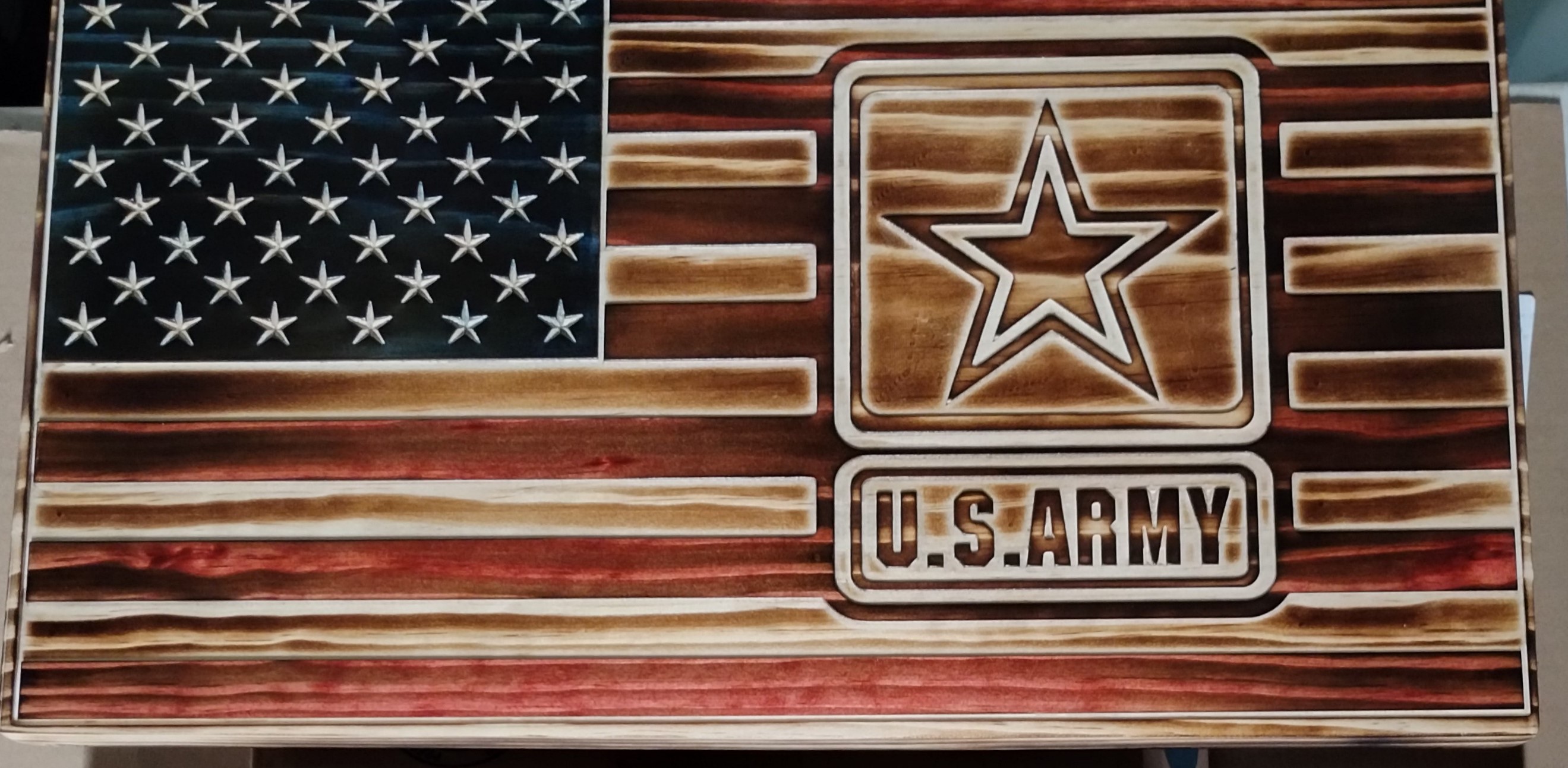 Wooden American Flag Featuring the Army Logo