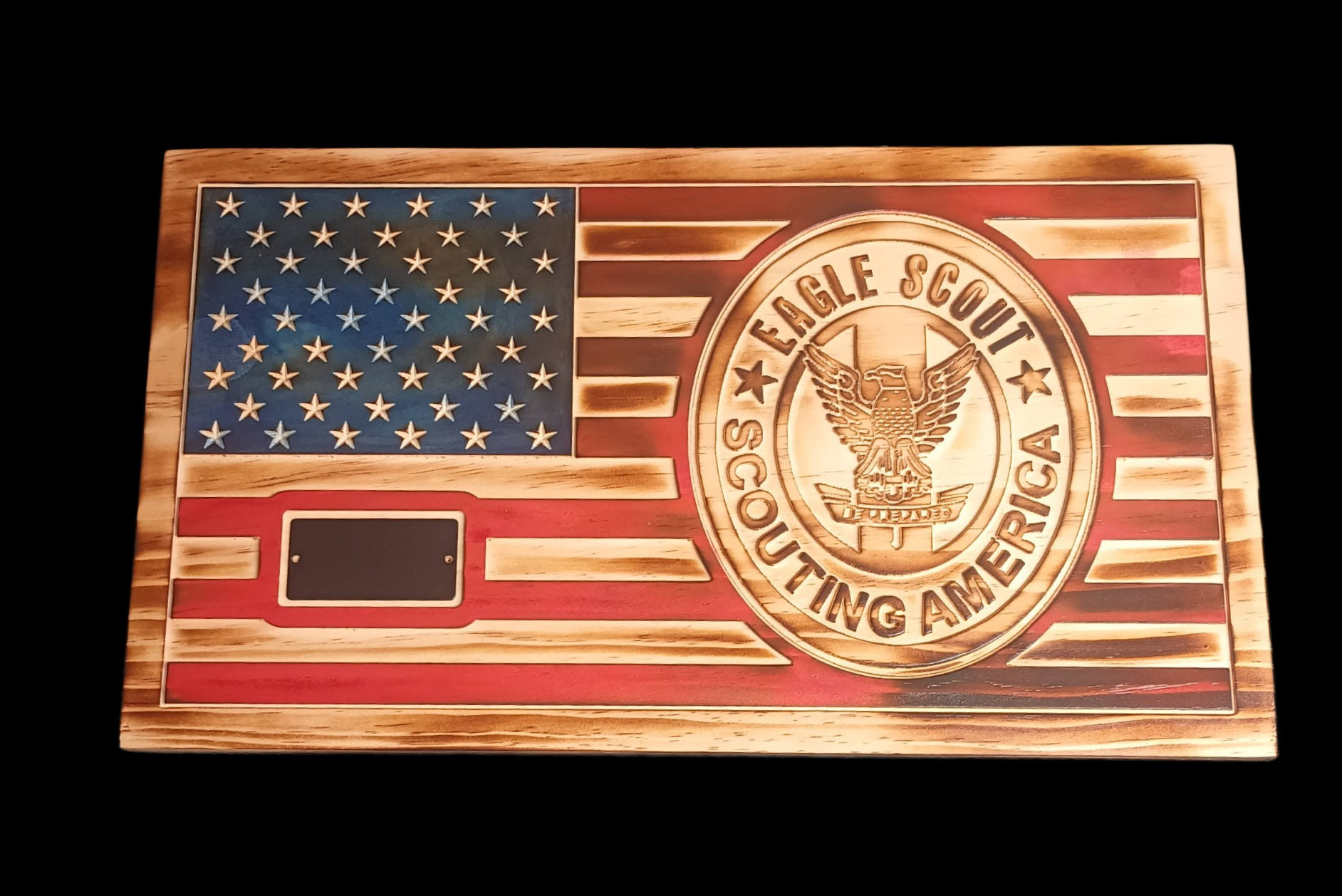 Wooden Eagle Scout Flag – Scouting America Award Plaque - Eagle Scout Gift or Eagle Scout Award