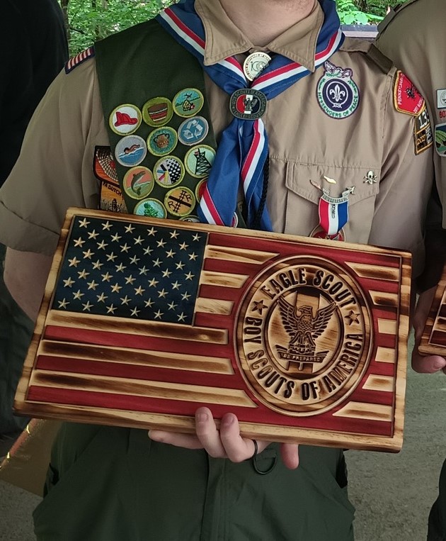 Wooden Eagle Scout Themed American Flag Eagle Scout Gift or Eagle Scout Award - Boy Scouts of America