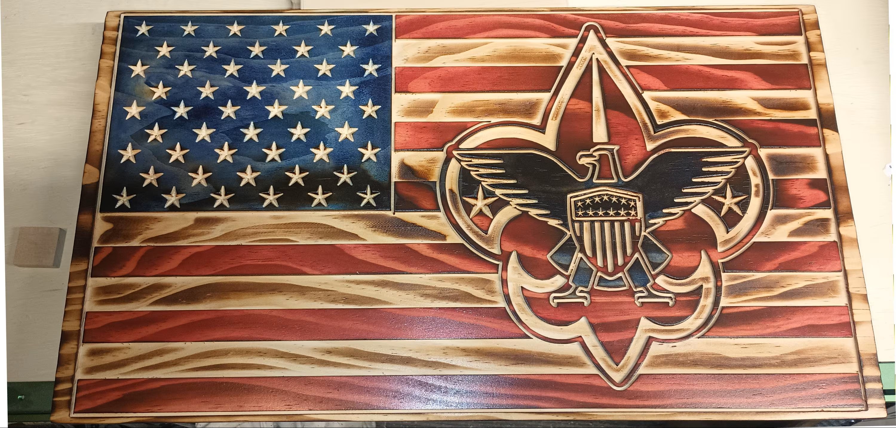 Wooden Scout Themed American Flag