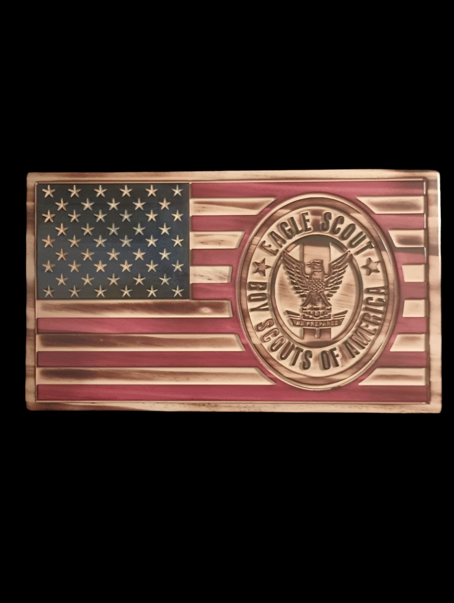 Wooden Eagle Scout Themed American Flag Eagle Scout Gift or Eagle Scout Award - Boy Scouts of America