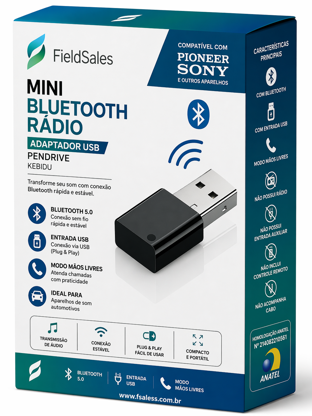 Mini Rádio Bluetooth USB