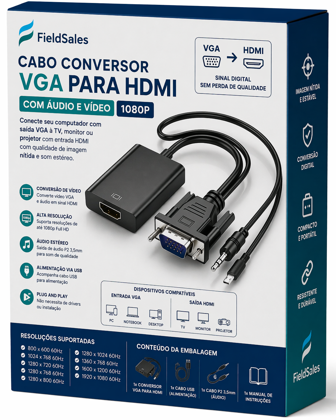 Cabo Conversor VGA para HDMI