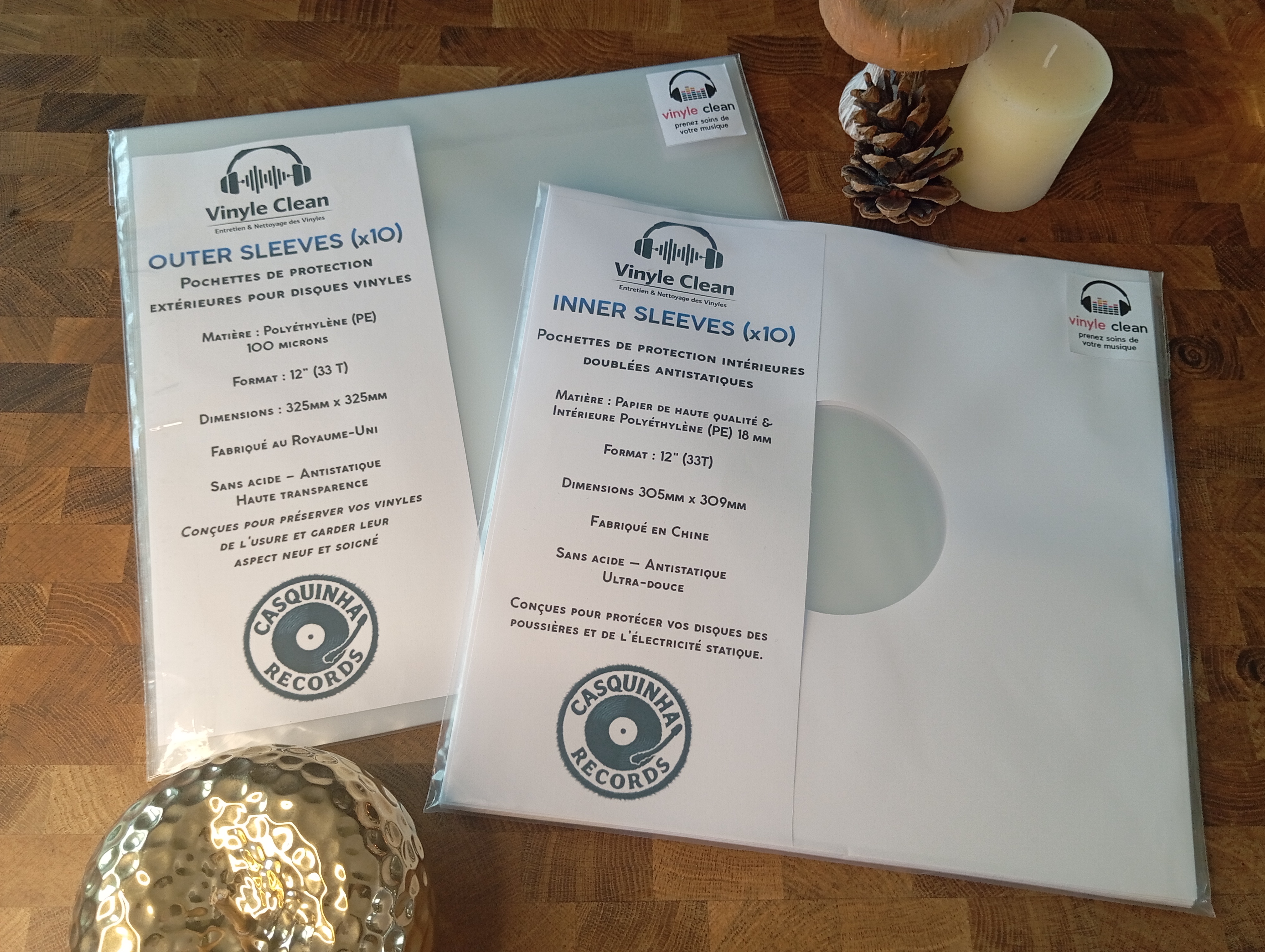 Pack protection LP - pochettes transparentes & sous-pochettes interieures blanches antistatiques			