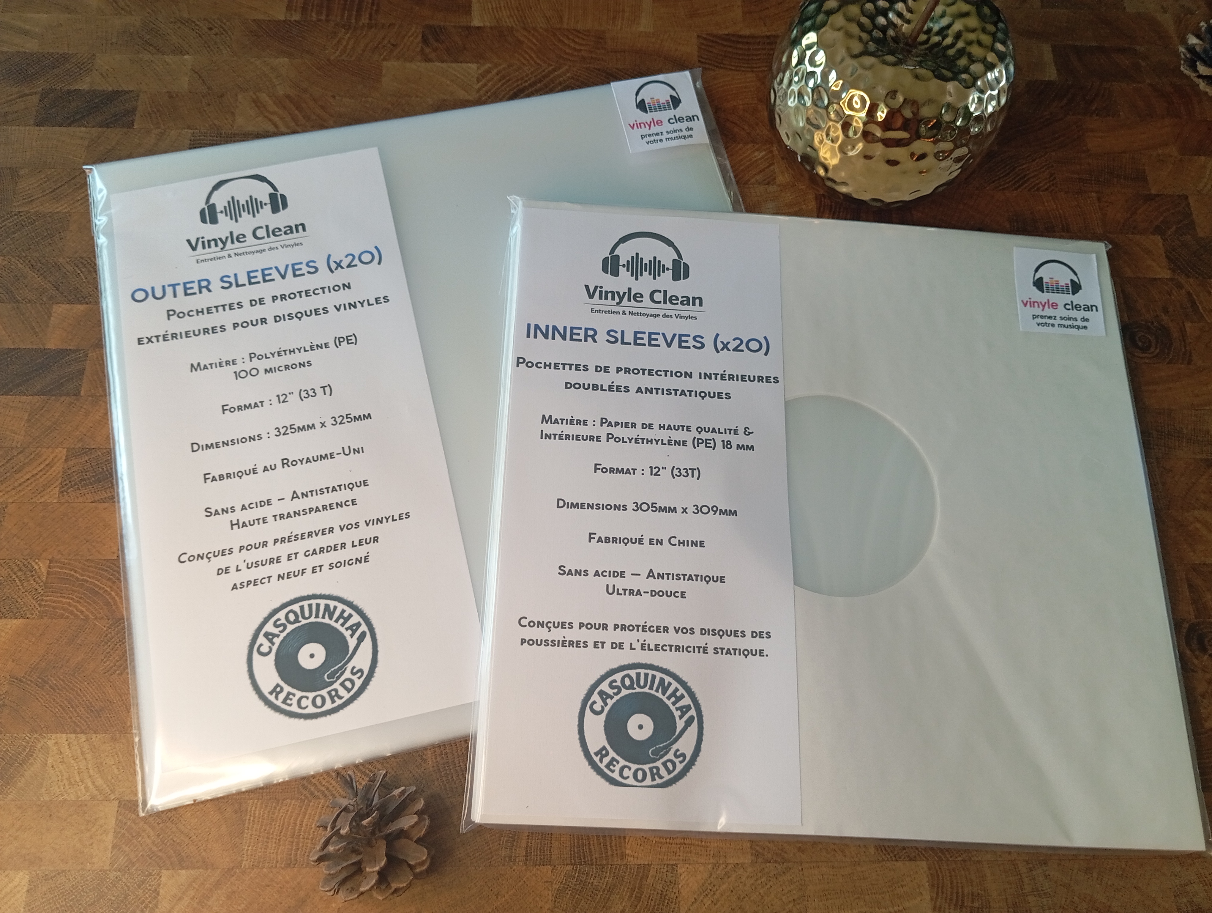 Pack protection LP - pochettes transparentes & sous-pochettes interieures blanches antistatiques			