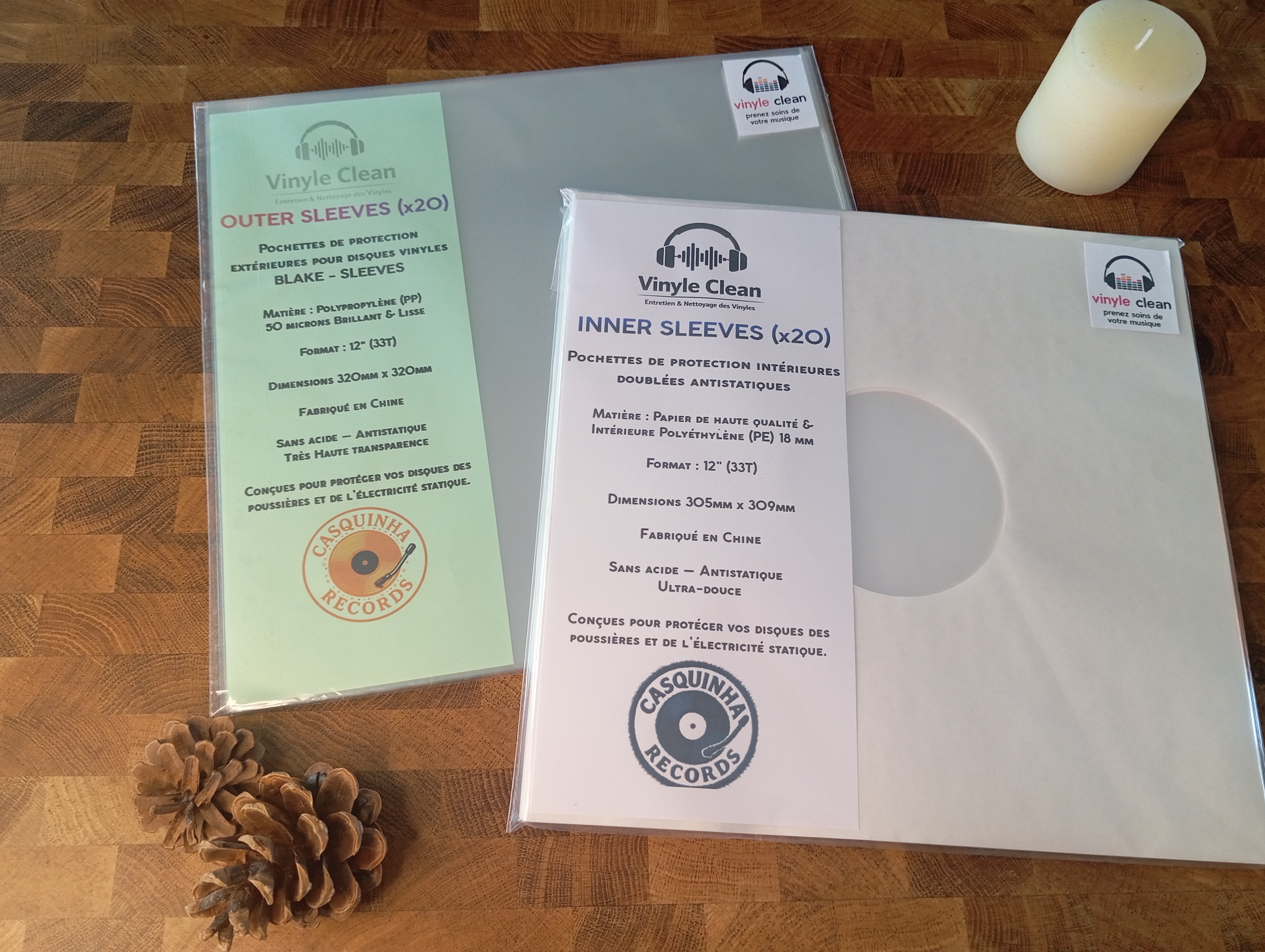 Pack protection LP blake-sleeves - pochettes transparentes & sous-pochettes interieures blanches antistatiques		