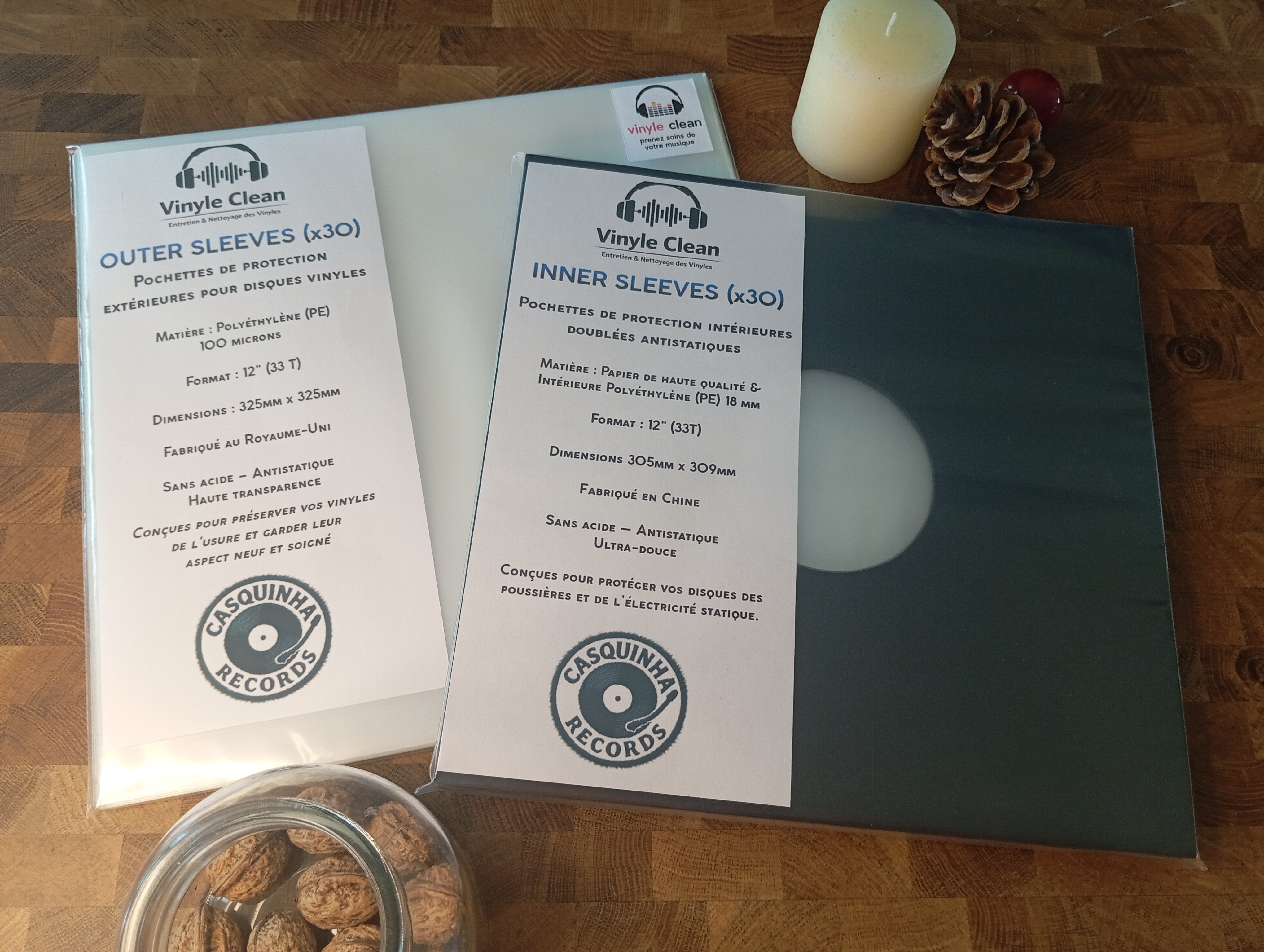 Pack protection LP - pochettes transparentes & sous-pochettes interieures noires antistatiques			