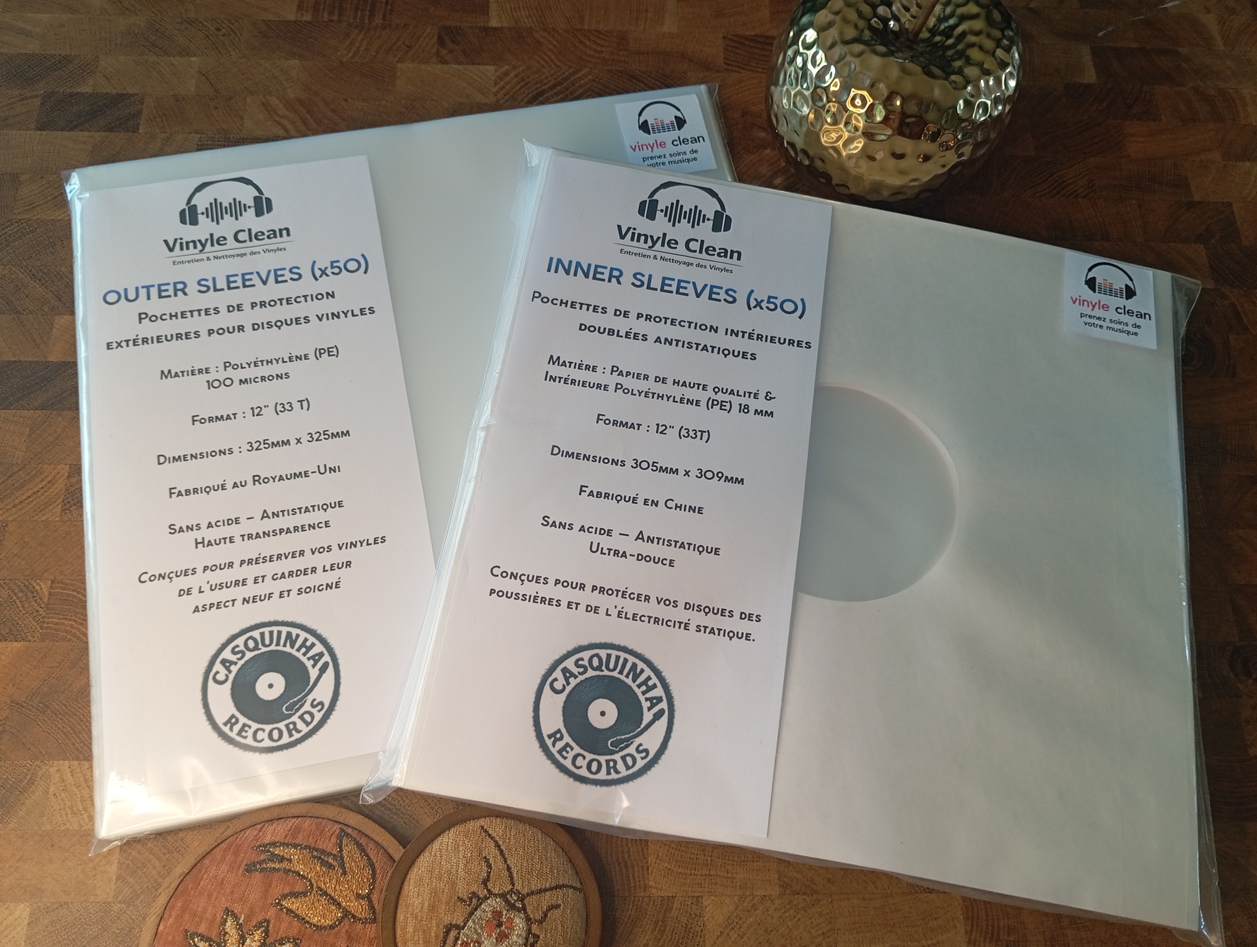 Pack protection LP - pochettes transparentes & sous-pochettes interieures blanches antistatiques			