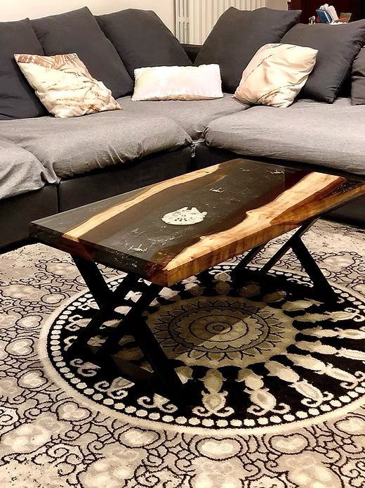 Tavolino da Salotto in Legno e Resina 